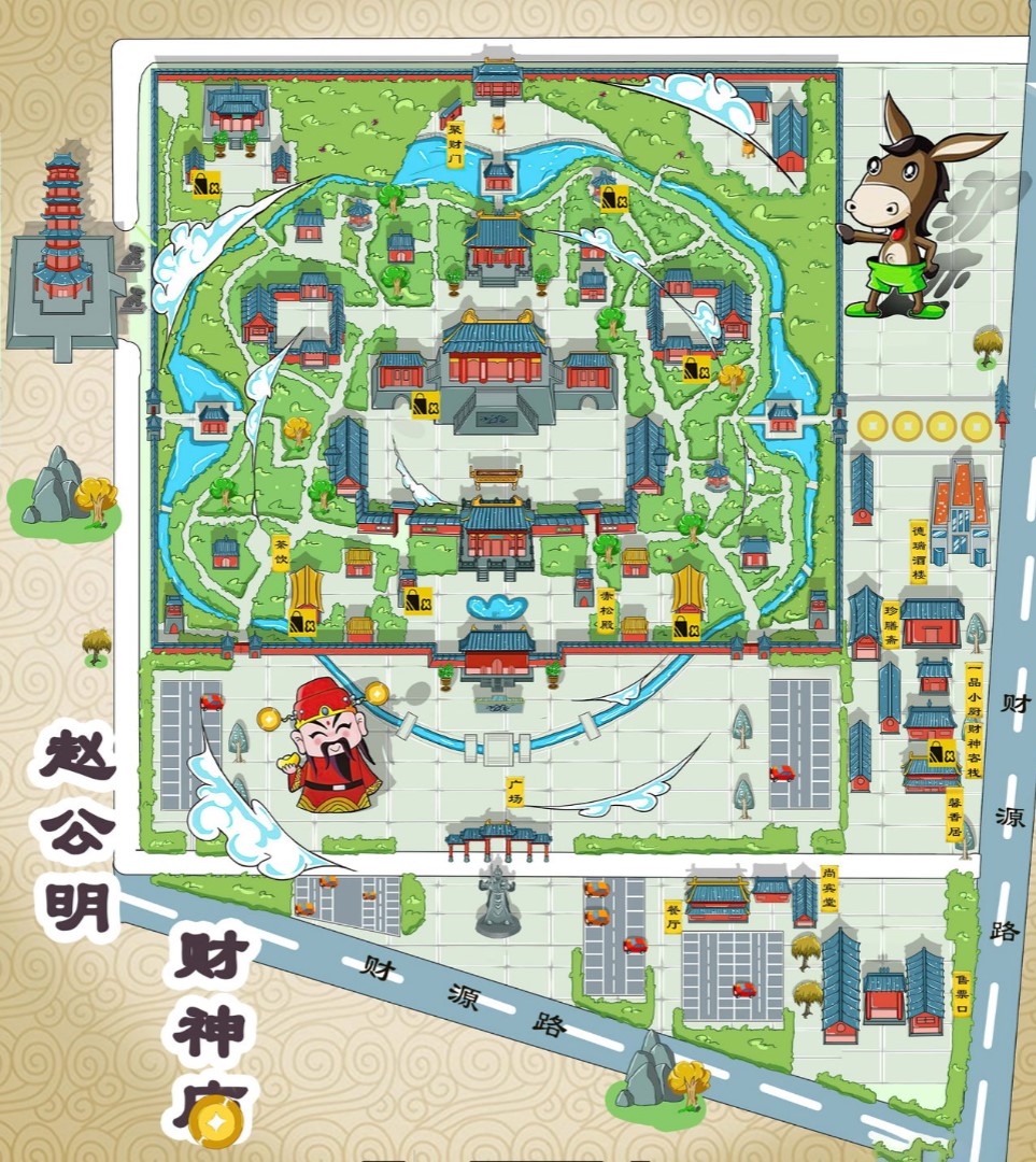 眉县寺庙类手绘地图